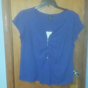 Royal blue blouse with white accent